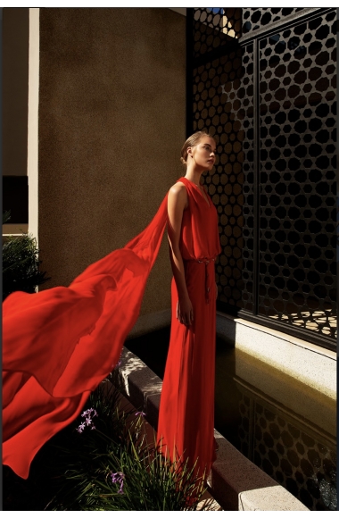 Allure Evening coral red jumpsuit 