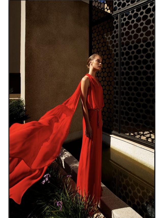 Allure Evening coral red jumpsuit 