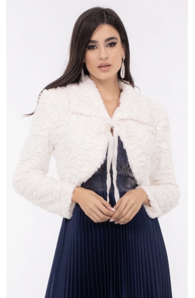 Cropped off-white fur jacket 