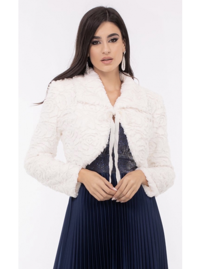 Cropped off-white fur jacket 
