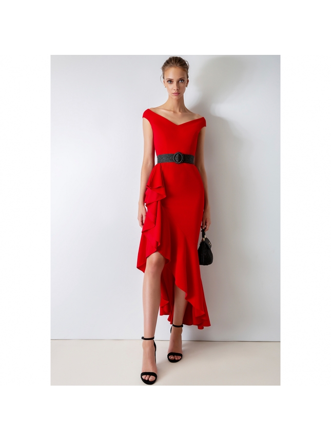 Allure Evening asymmetrical red dress