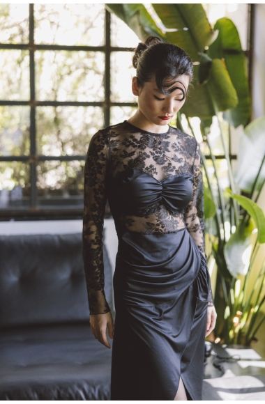5pm black dress with lace