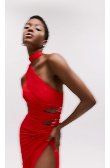 Allure Evening one shoulder red dress