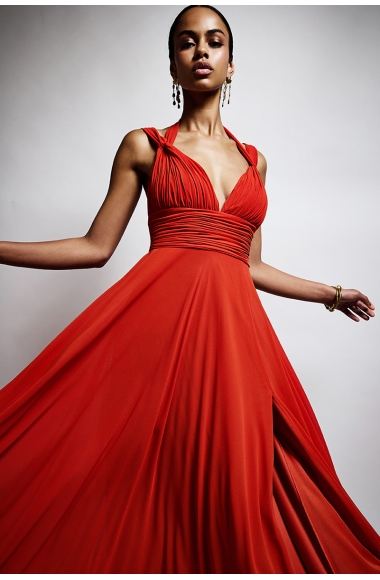 Twins Fantasy terracotta red dress