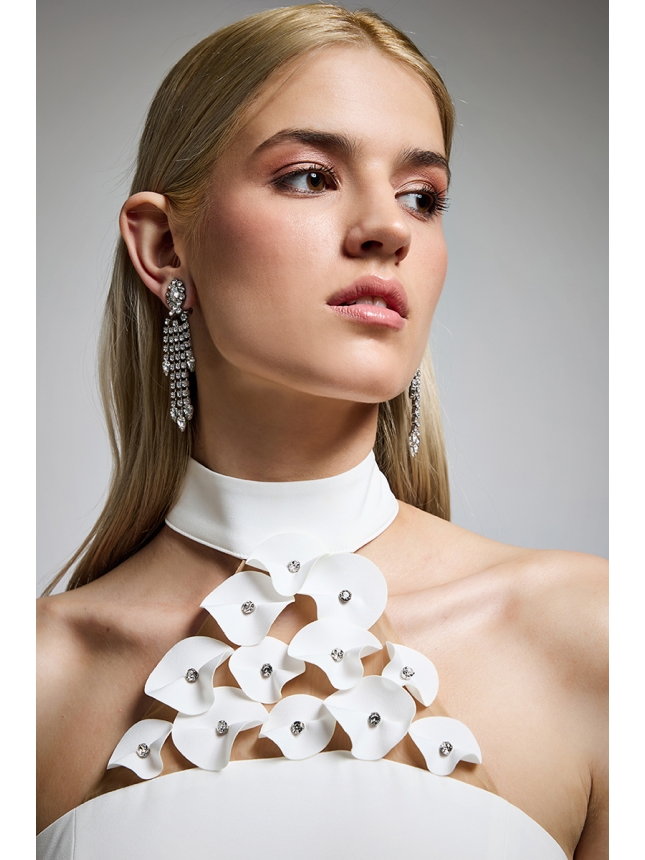Twins Fantasy white dress with 3D flowers