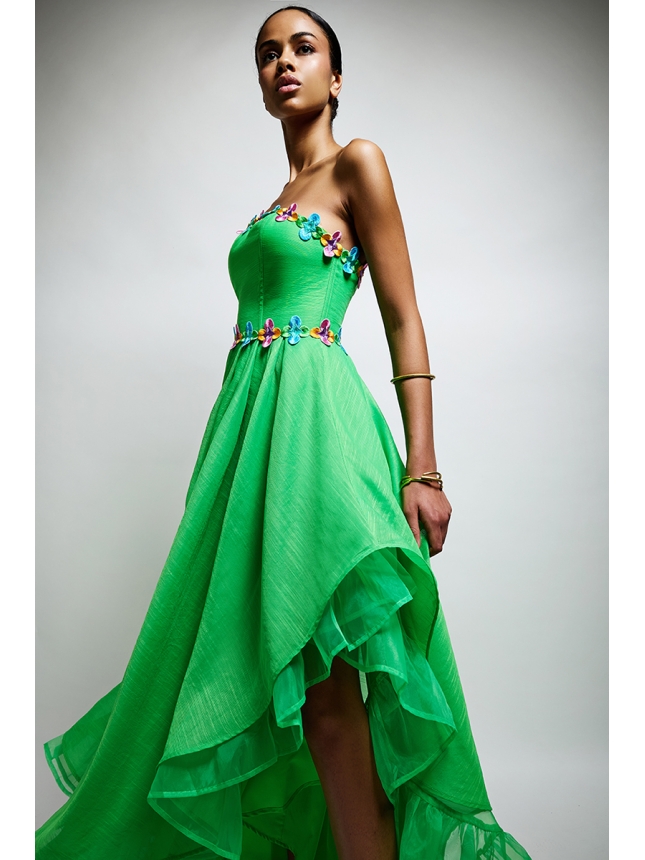 Twins Fantasy strapless green dress