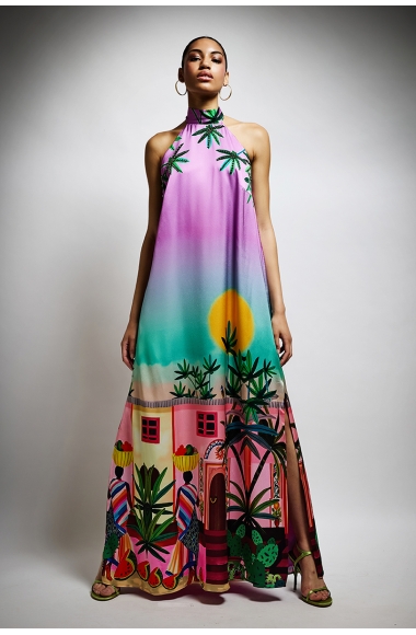 Twins Fantasy tropical print maxi dress