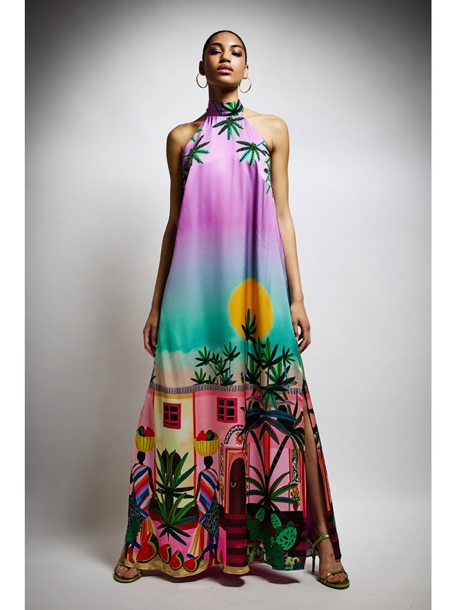 Twins Fantasy tropical print maxi dress