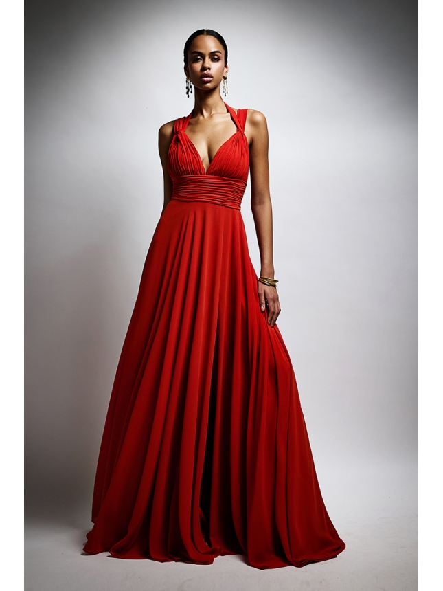 Twins Fantasy terracotta red dress