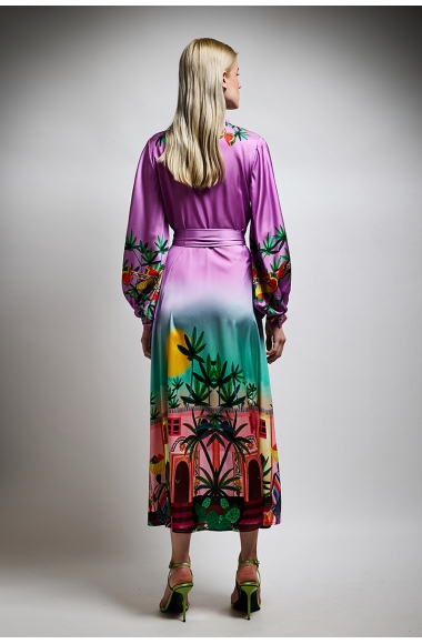 Twins Fantasy midi dress with tropical print