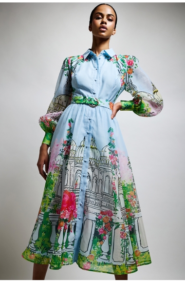 Twins Fantasy print dress with sleeves
