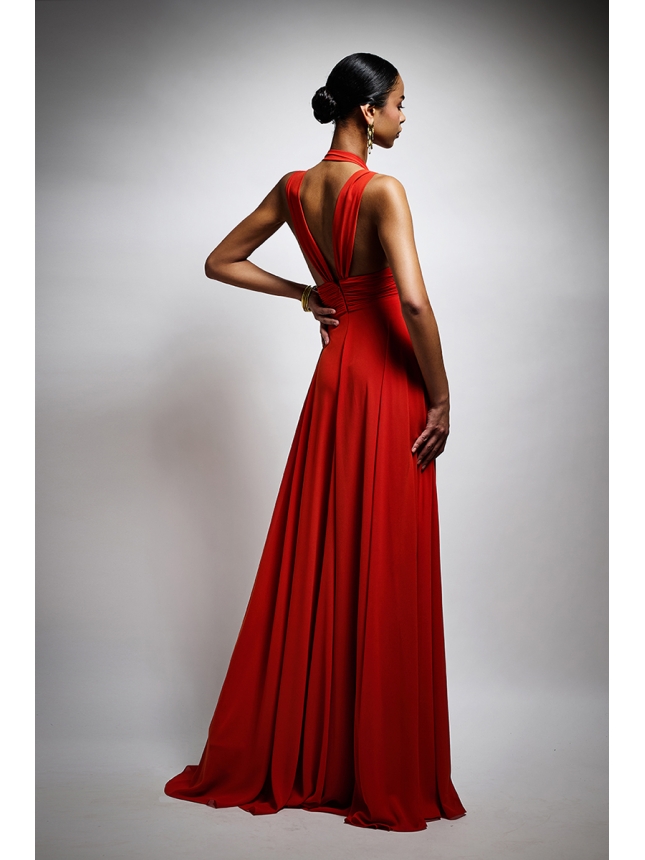 Twins Fantasy terracotta red dress