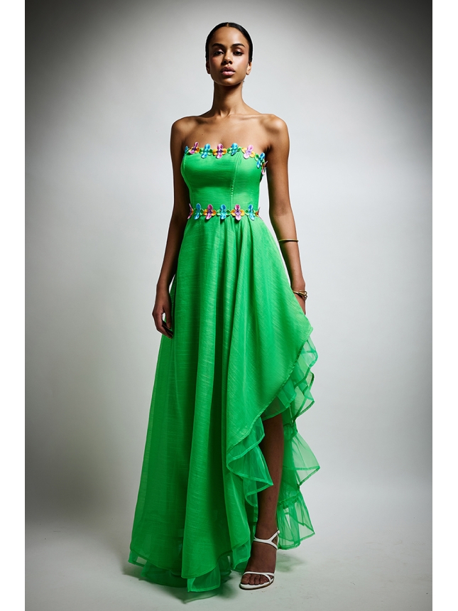 Twins Fantasy strapless green dress