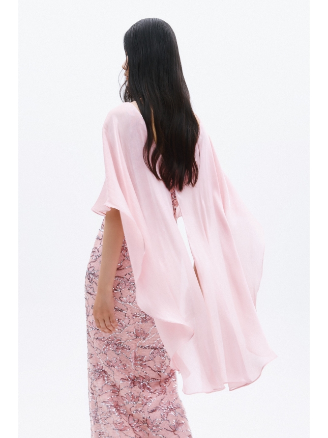 Allure Evenings powder pink maxi dress with peplum