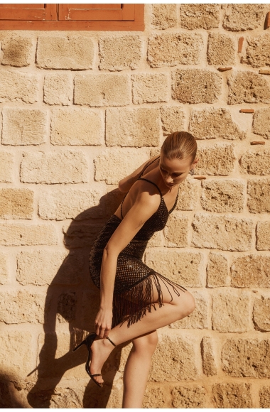 Allure Evening black embellished dress