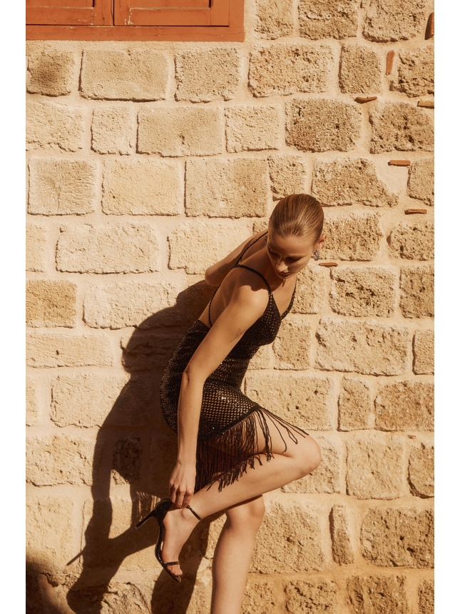 Allure Evening black embellished dress