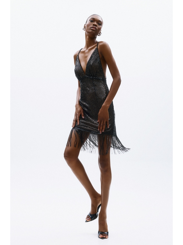 Allure Evening black embellished dress