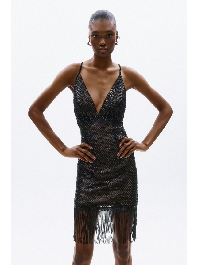 Allure Evening black embellished dress