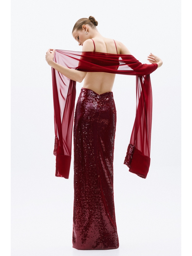 Allure Evenings Burgundy sequins dress