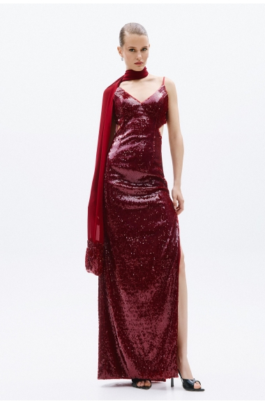 Allure Evenings Burgundy sequins dress
