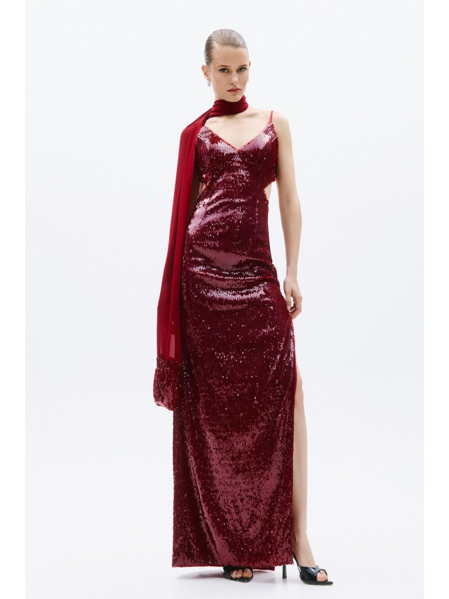 Allure Evenings Burgundy sequins dress