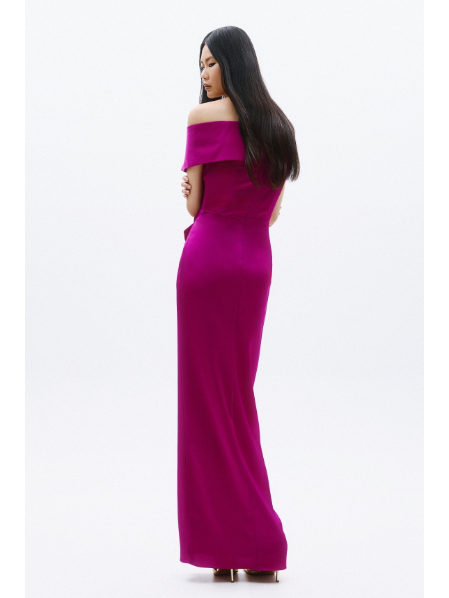 Allure Evenings Magenta off-shoulder dress 