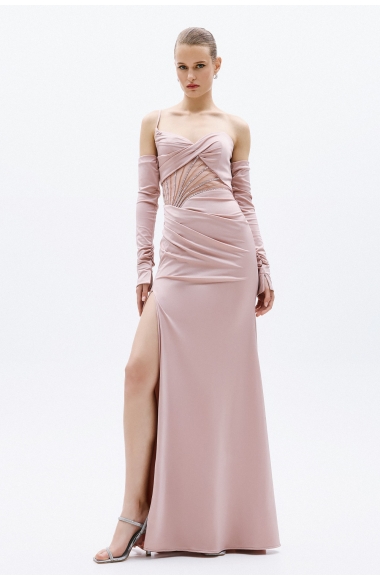 Allure Evenings pastel pink corset dress