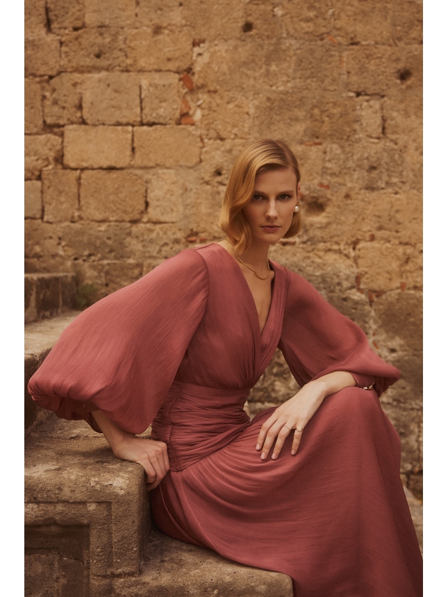 Allure Evening Terracotta-Rose maxi dress