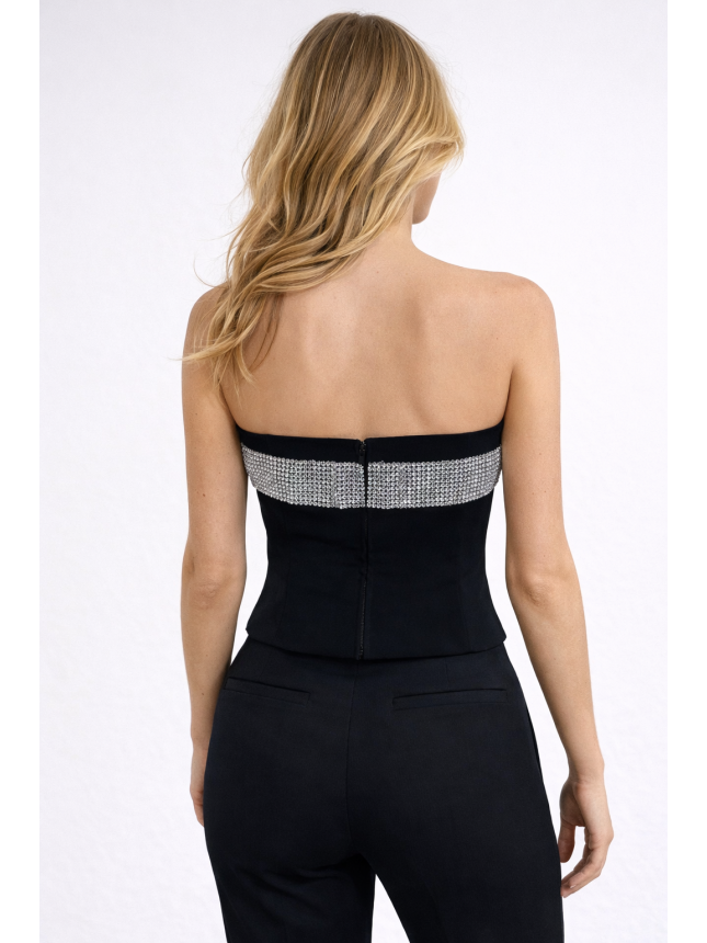 Fayazi black strapless top