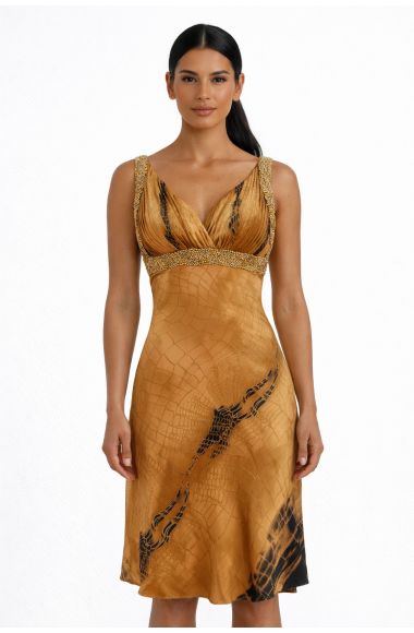 Mooire Golden silk dress