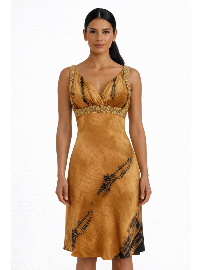 Mooire Golden silk dress