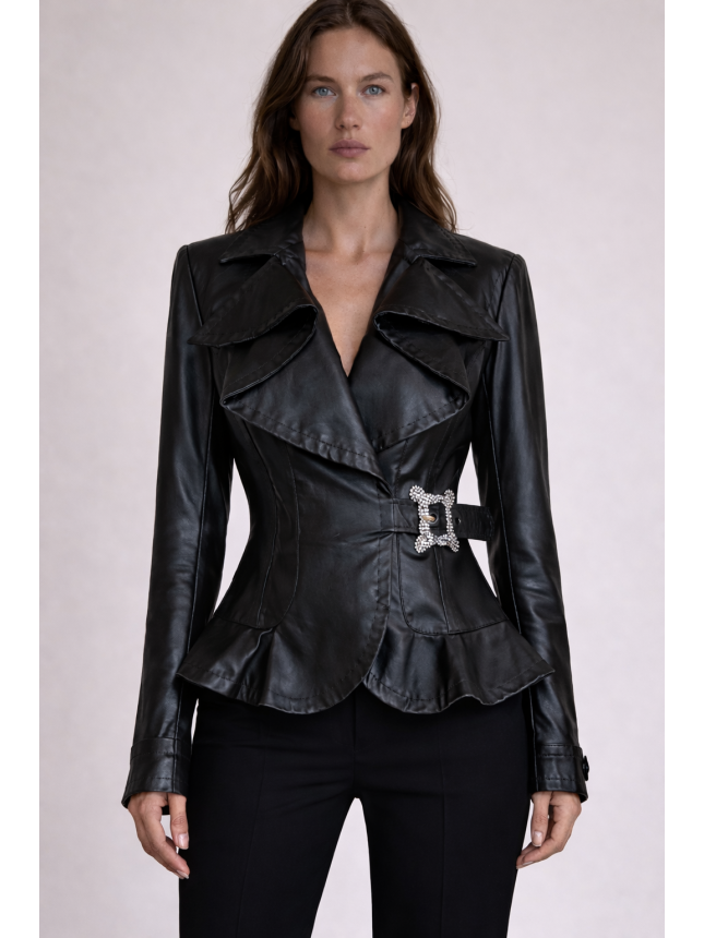 Roccobarocco black leather jacket