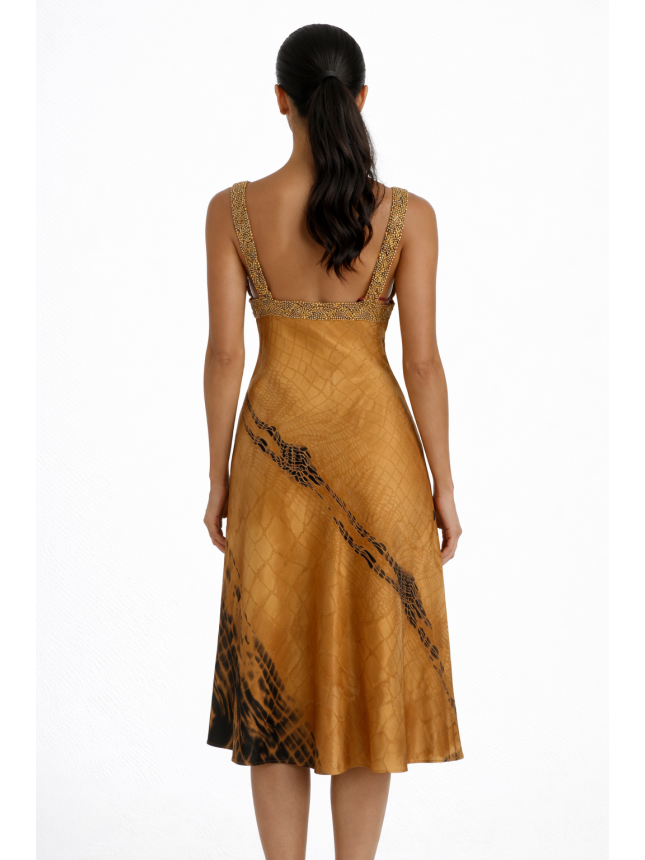 Mooire Golden silk dress