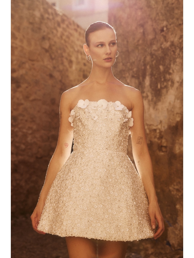 Allure Evenings white strapless mini dress