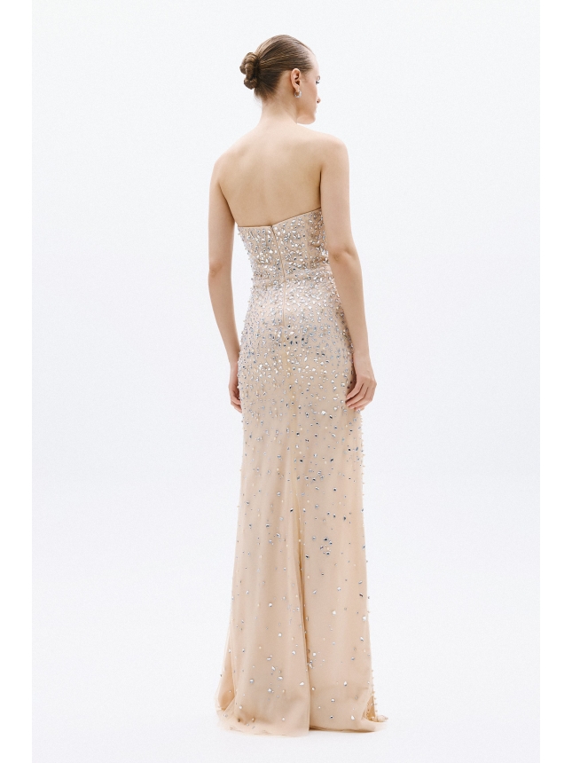 Allure Evenings beige embellished dress