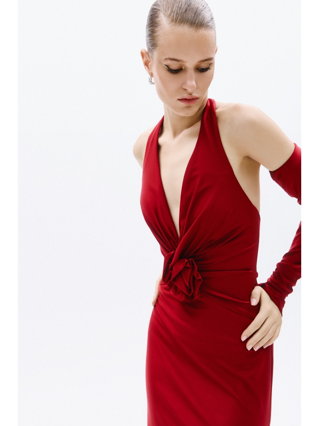Allure Evenings burgundy halter neck dress