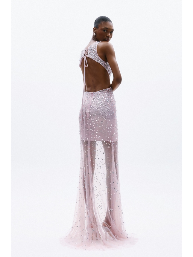 Allure Evenings pink dress embellished with crystals