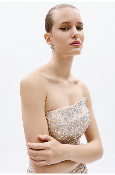 Allure Evenings beige embellished dress