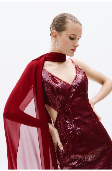 Allure Evenings Burgundy sequins dress