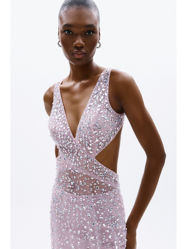 Allure Evenings pink dress embellished with crystals