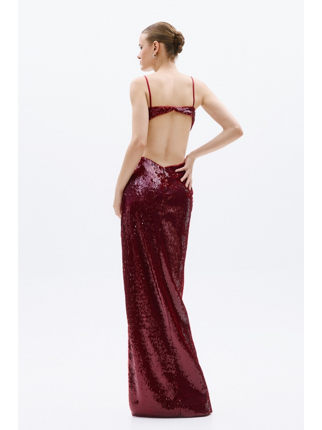 Allure Evenings Burgundy sequins dress