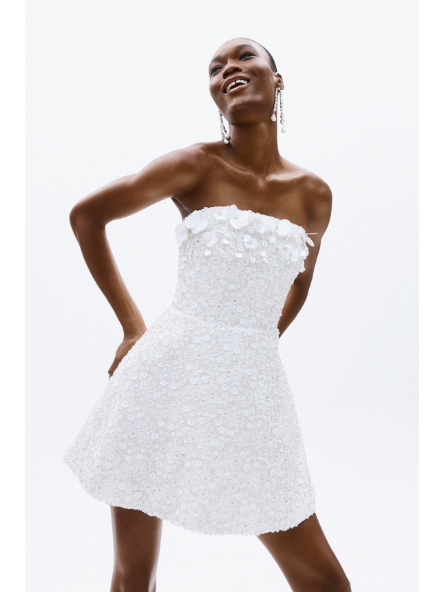 Allure Evenings white strapless mini dress