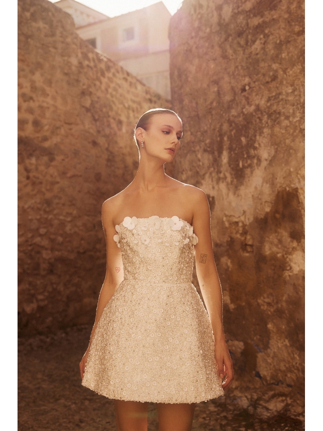 Allure Evenings white strapless mini dress