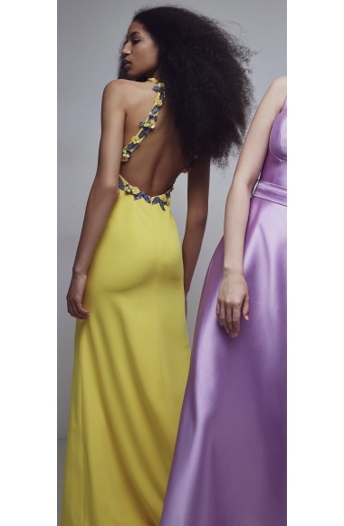 Allure Evening yellow dress with open back