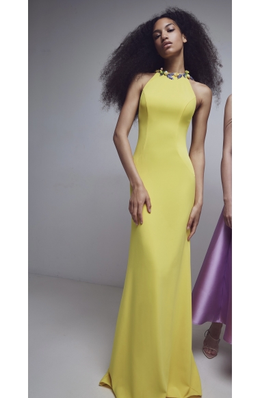 Allure Evening yellow dress with open back