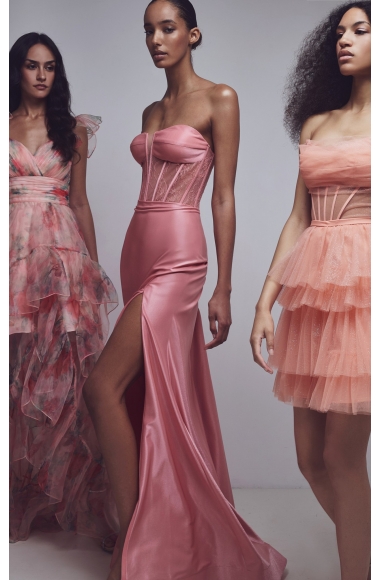 Allure Evening pink strapless corset dress