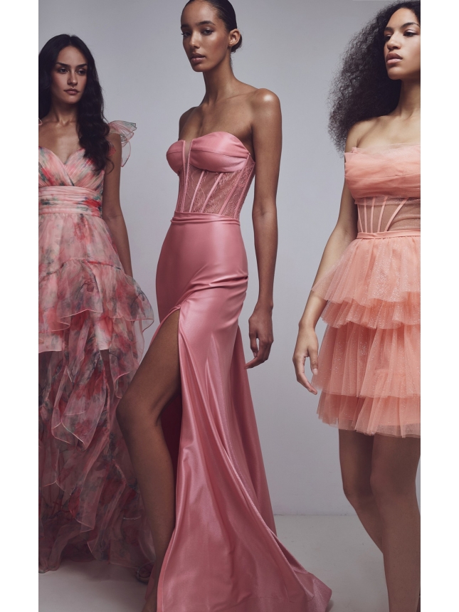 Allure Evening pink strapless corset dress