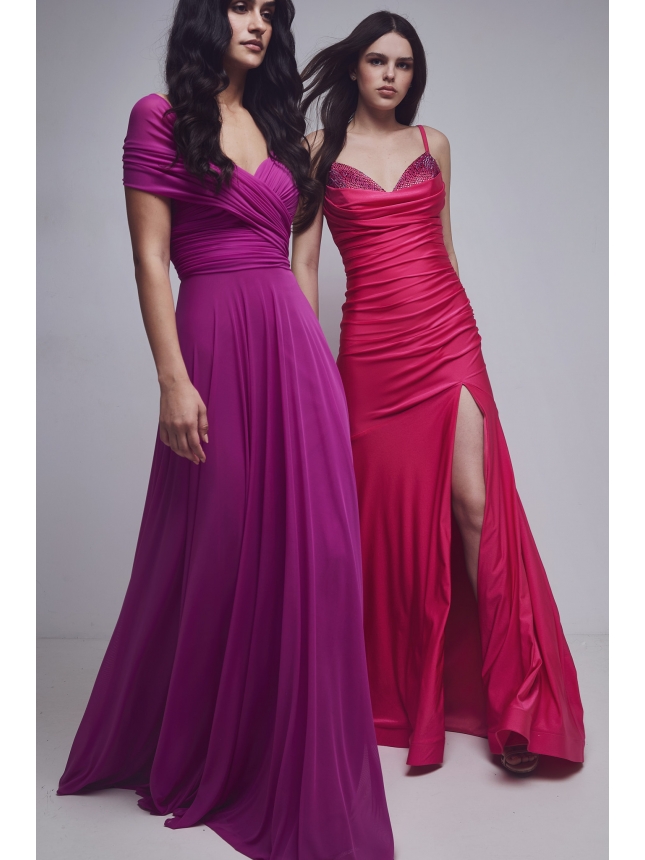 Allure Evenings magenta tulle dress