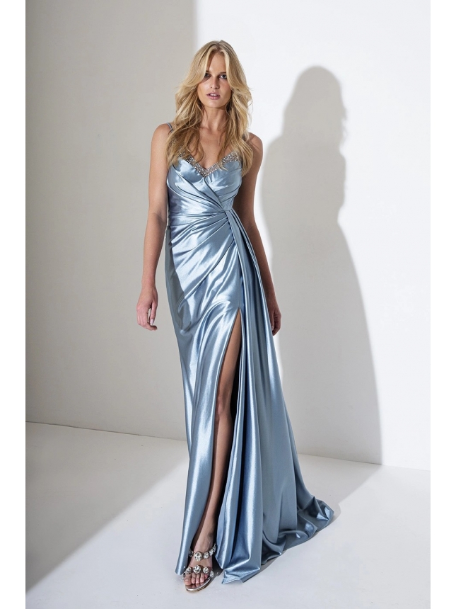 Allure silver-blue dress with crystal detail