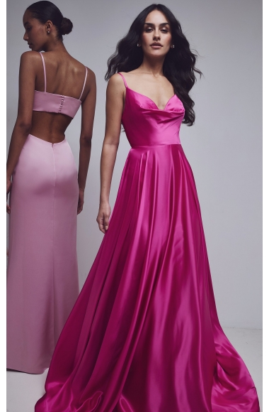 Allure Evenings magenta satin dress